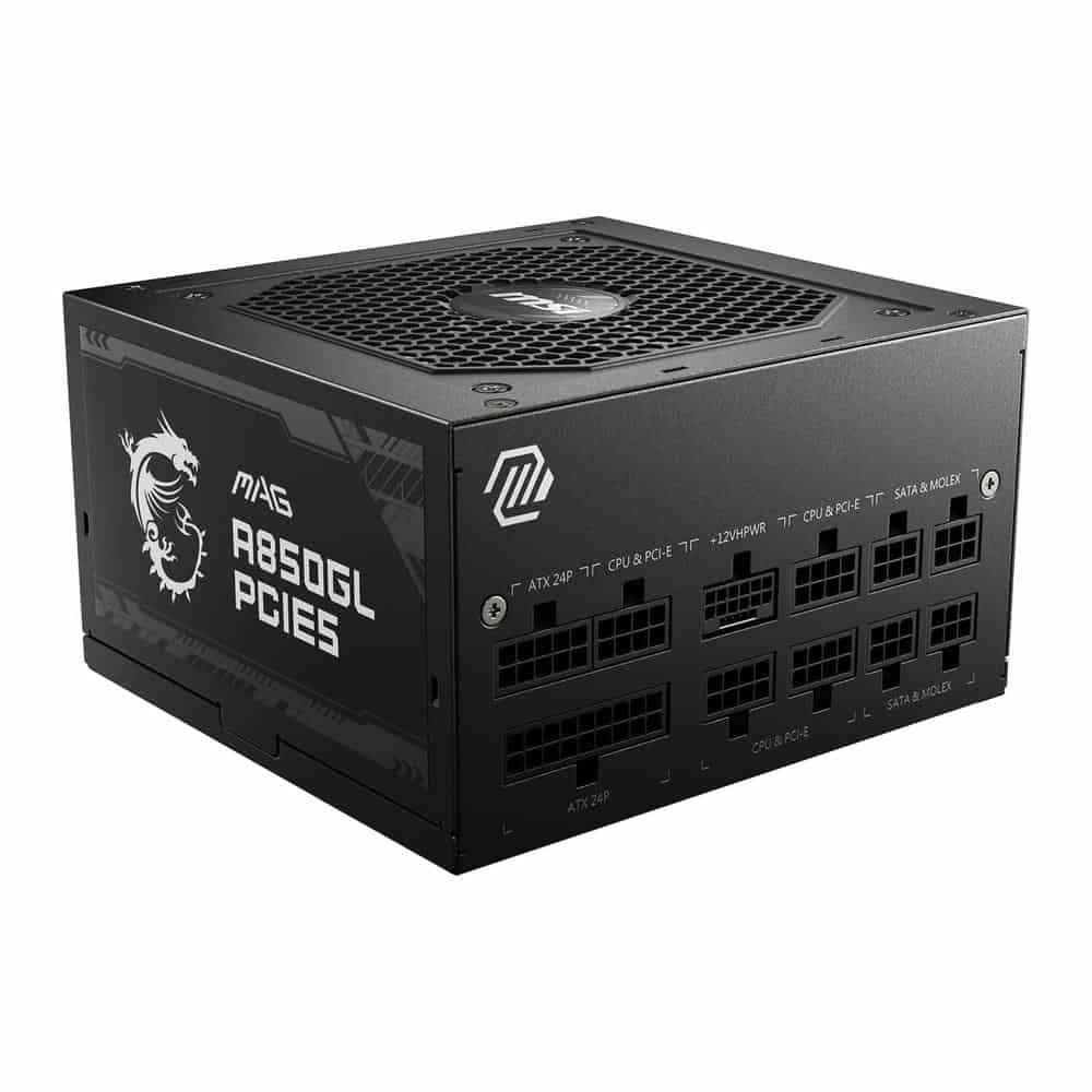 MSI MAG A850GL 850W Full Modular 80+ Gold PCIE 5.0 ATX3.0 Compact Power Supply